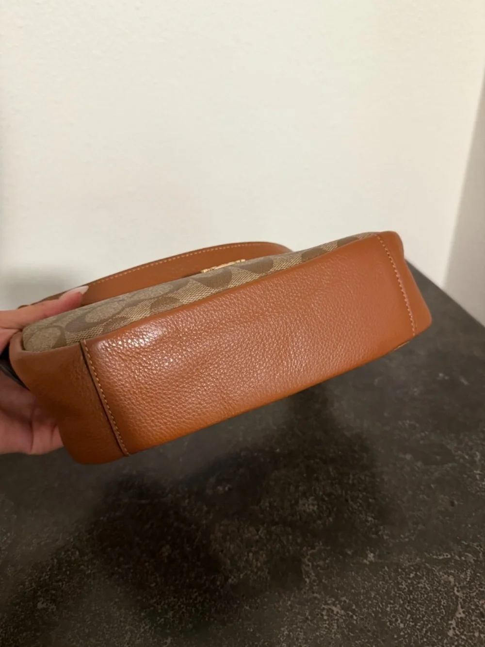 Coach Pennie Shoulder Bag in Signature Canvas and Pebble Leather